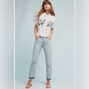 Anthropologie Current Elliott The Slouchy Skinny Straight Cropped Jeans Size 27